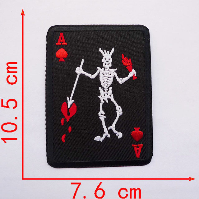 5 Pcs Playing Cards Ace of Spades Skull Head Patches Embroidered